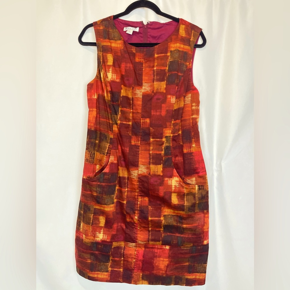 Vintage Pendleton sleeveless dress maroon orange fall  size 12